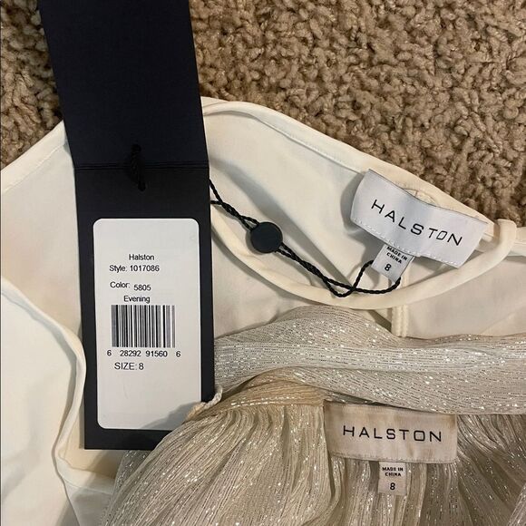 HALSTON Dulcie Metallic Chiffon Gown NWT - Picture 10 of 10